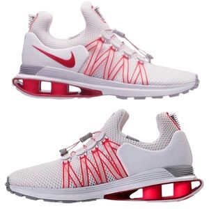 Women's Nike Shox Gravity Running Gym Sneakers White Red AQ8554-106 Size 6 1/2